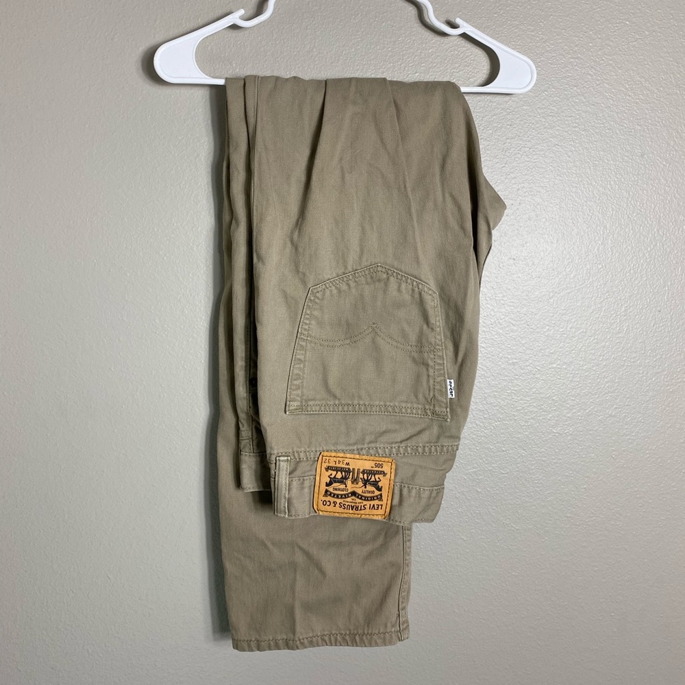Mens Levi’s 505 white tab khaki denim jeans 34x32